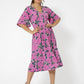 Leota Women's Short Sleeve Zoe Midi Jersey Dress Pink