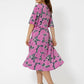 Leota Women's Short Sleeve Zoe Midi Jersey Dress Pink