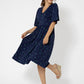 Leota Women's Short Sleeve Zoe Midi Jersey Dress Blue Size X-Small