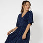 Leota Women's Short Sleeve Zoe Midi Jersey Dress Blue Size X-Small