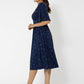 Leota Women's Short Sleeve Zoe Midi Jersey Dress Blue Size X-Small