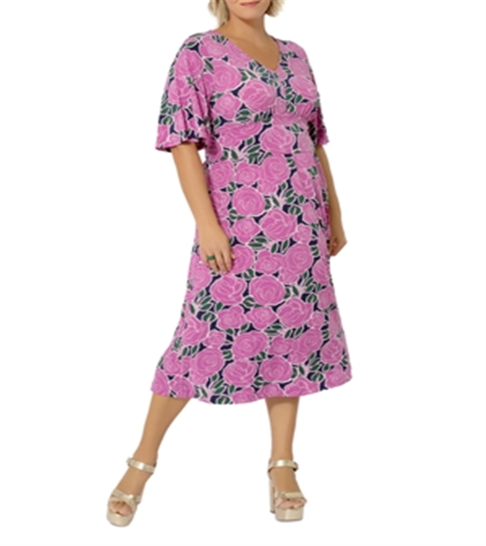 Leota Women's Zoe Midi Dress Purple Size 2X