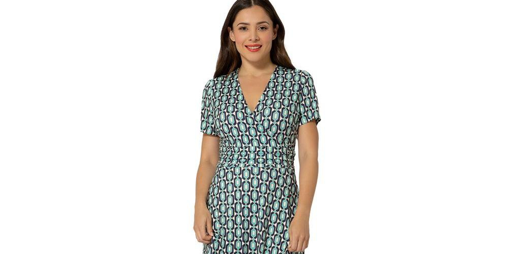 Leota Women's Amiya Midi Perfect Wrap Dress Blue Size Small