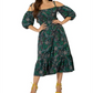 Leota Kelly Lips Print Midi Dress Green Size Small
