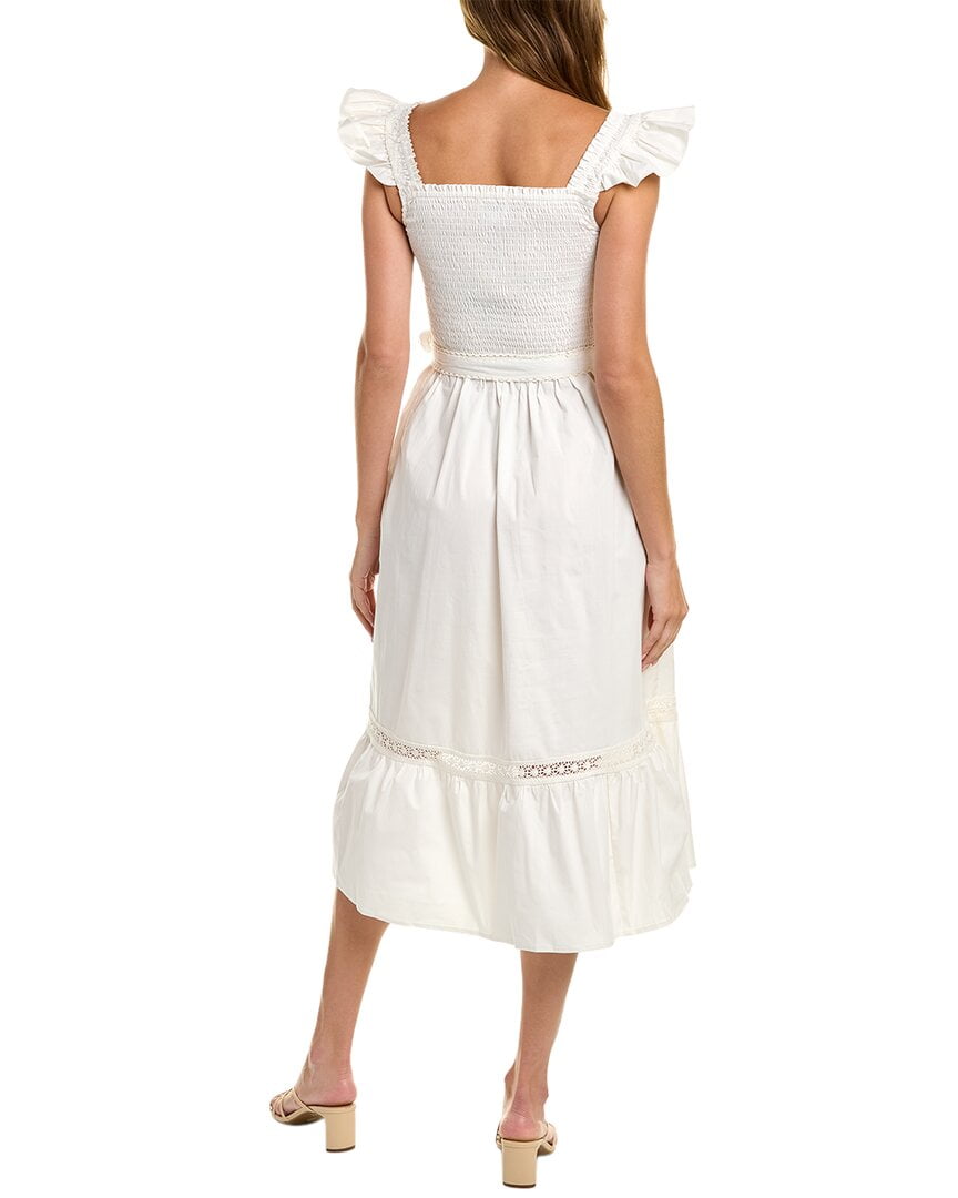 Leota Belted Poplin Midi Dress White Size Small