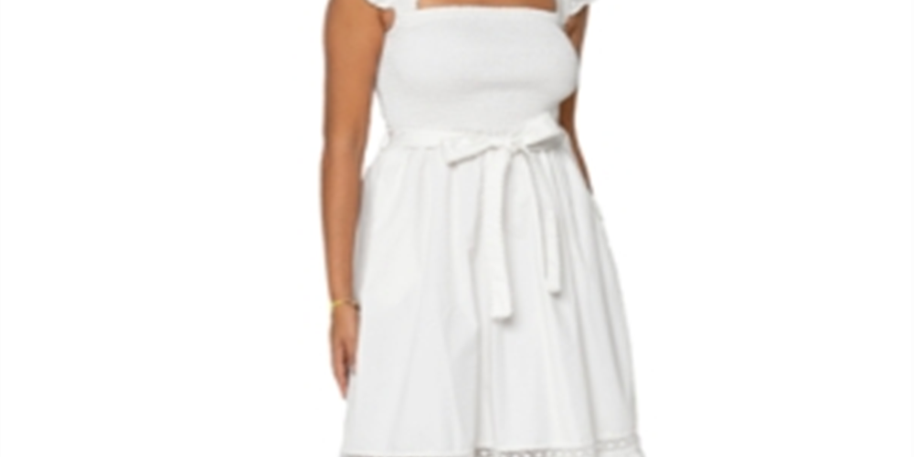 Leota Belted Poplin Midi Dress White Size Small