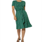 Leota Brittany Ruched Belted Dress Green Size Small