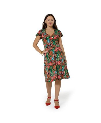 Leota Women's Sweetheart Flutter Sleeve Dress Green Size Small