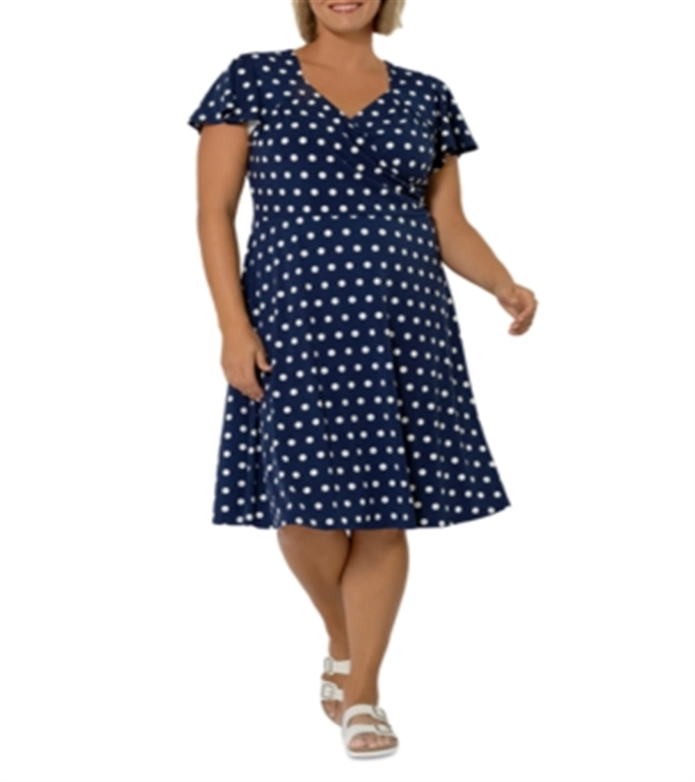 Leota Women's Floral Print Dress Blue Size 2X