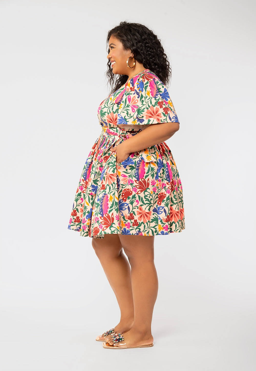 Leota Alena Floral Mini Dress Multi Beige Size XX-Large