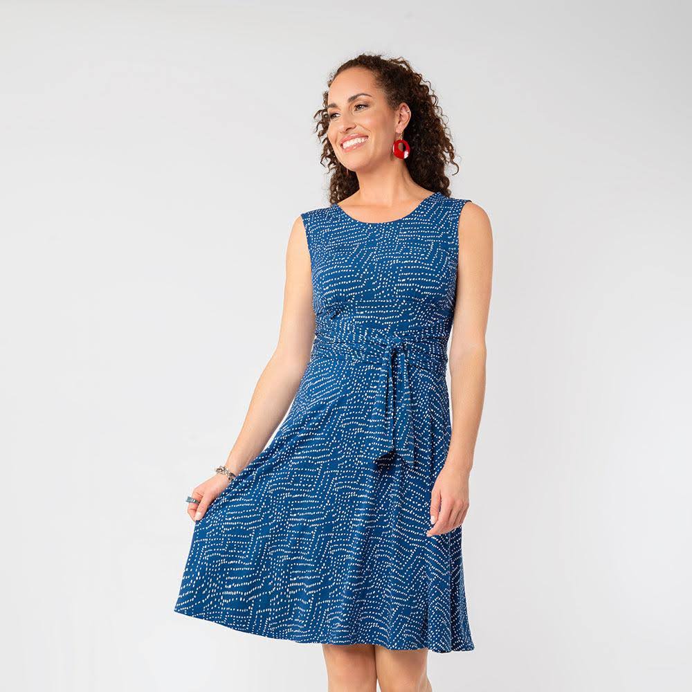 Leota Women's Sleeveless Brittany Fit And Flare Dress Blue Size Small