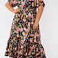 Leota Women's Kelly Lips Print MIDI Dress Black Size 1X