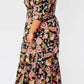 Leota Women's Kelly Lips Print MIDI Dress Black Size 1X