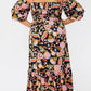 Leota Women's Kelly Lips Print MIDI Dress Black Size 1X