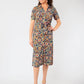 Leota Women's Jade Short Sleeve Button Down Belted Shirt Dress Multi Blue Size Small
