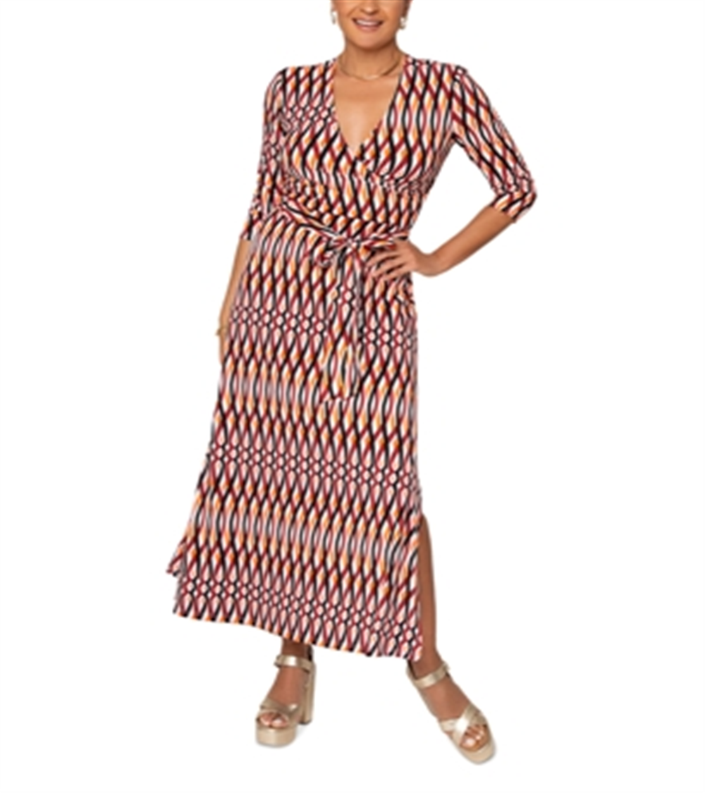Leota Faux Wrap Maxi Dress Red Size Small