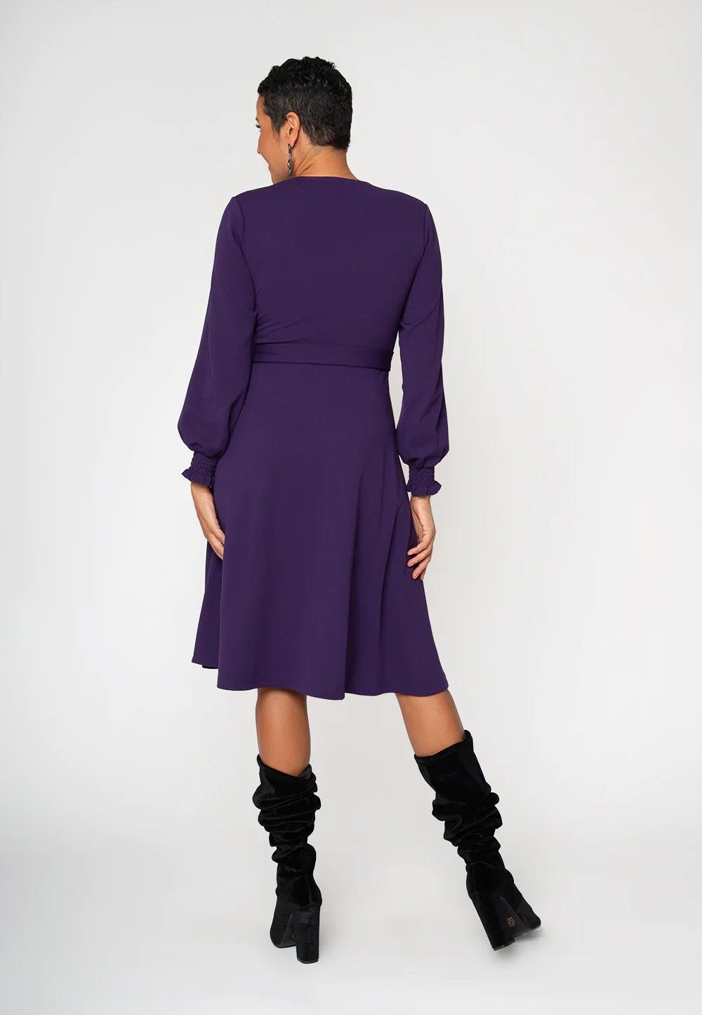 Leota Women's Perfect Wrap Blouson Sleeve Dress Purple Size Small