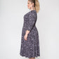 Leota Women's Plus Size Amiya 3/4 Sleeve Midi Dress Black Size 1X