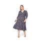Leota Women's Plus Size Amiya 3/4 Sleeve Midi Dress Black Size 1X
