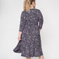 Leota Women's Amiya 3/4 Sleeve Midi Dress Black Size 2X
