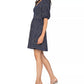 Leota Mabel Jacquard Knit Puff Sleeve Dress BlackSize Small