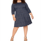 Leota Women's Katherine Knit Jacquard Dress Blue Size 1X