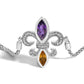 .925 Sterling Silver Marquise Purple Amethyst, Orange Citrine, and Diamond Accent Lariat 4â€-10â€ Fleur De Lis Adjustable Bolo Bracelet (I-J Color, I1-I2 Clarity)