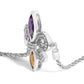 .925 Sterling Silver Marquise Purple Amethyst, Orange Citrine, and Diamond Accent Lariat 4â€-10â€ Fleur De Lis Adjustable Bolo Bracelet (I-J Color, I1-I2 Clarity)