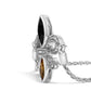 .925 Sterling Silver Marquise Black Onyx, Orange Citrine, and Diamond Accent Lariat 4â€-10â€ Fleur De Lis Adjustable Bolo Bracelet (I-J Color, I1-I2 Clarity) - 7"