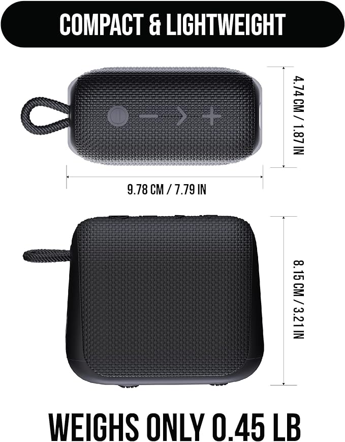 Raycon Everyday Speaker with Microphone IP67 Dustproof and Waterproof TWS Multilink Bluetooth 5.0 Portable Outdoor Wireless Speaker for Home, Outdoors, Travel (Carbon Black)