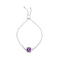 .925 Sterling Silver 10mm Cushion Cut Amethyst Gemstone and Diamond Accent Lariat 4â€-10â€ Adjustable Bolo Bracelet (H-I Color, SI1-SI2 Clarity)