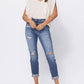 Judy Blue - High Waist Cuffed Distressed Boyfriend Jeans
