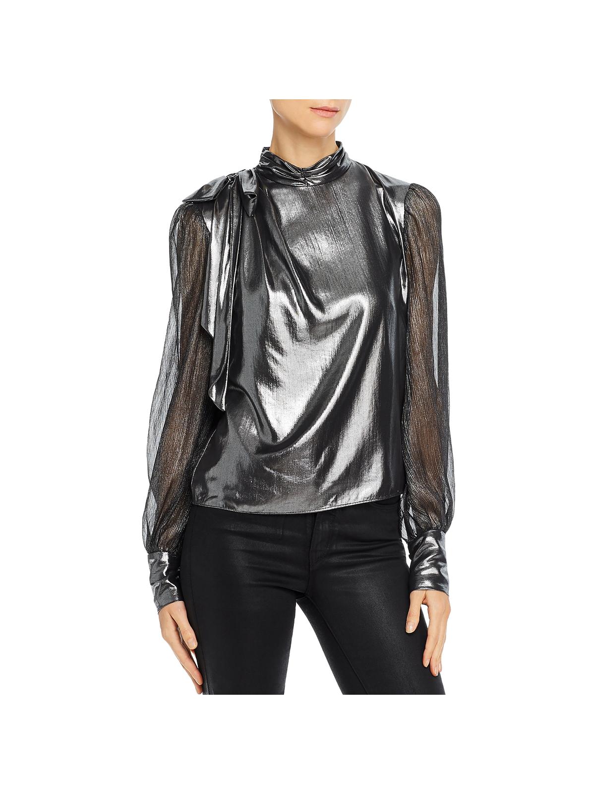 Generation Love Women's Metallic Sheer Top Silver Size XS
