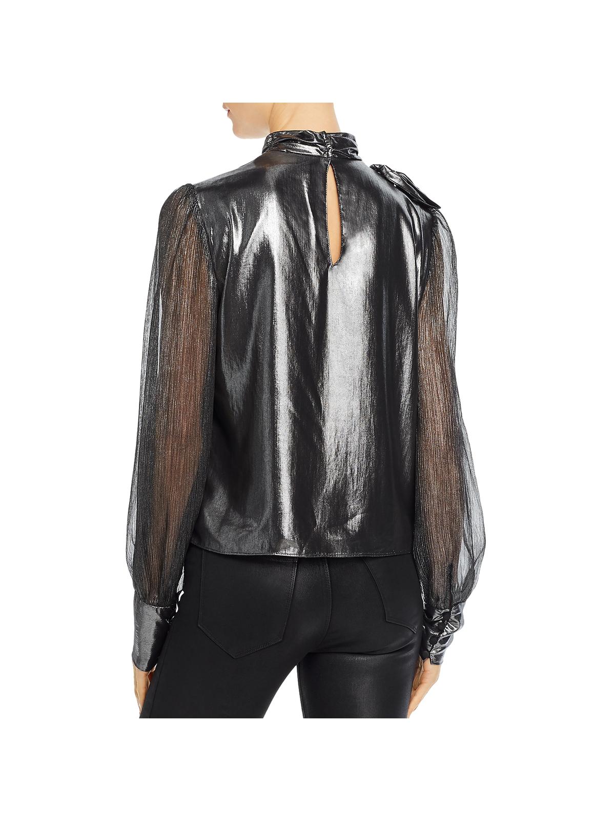 Generation Love Women's Metallic Sheer Top Silver Size XS