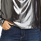 Generation Love Women's Metallic Sheer Top Silver Size XS