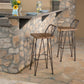 Outdoor Barstool with Angled Metal Legs - Brown
