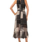 1.state Women's Sleeveless Printed Belted High-Low Dress Black