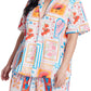 ELOQUII Women's Plus Size Relaxed Short Sleeve Button Down - 20, Souvenir