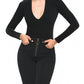 Good American - VELVET LONG SLEEVE DEEP V BODYSUIT