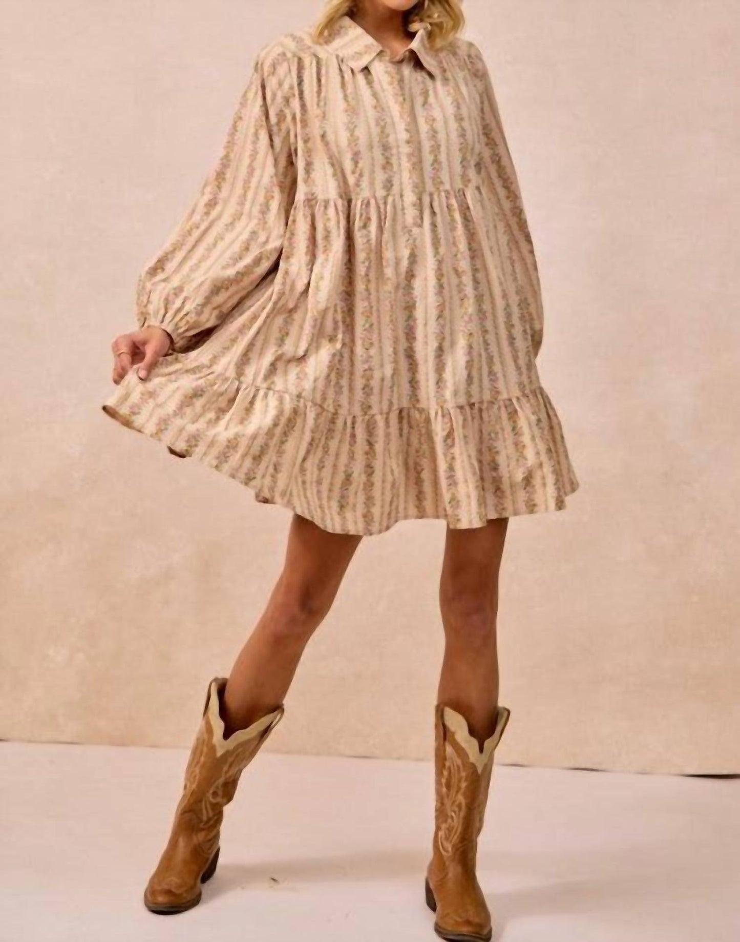 Bibi - Floral Print Buttoned Shirt Dress