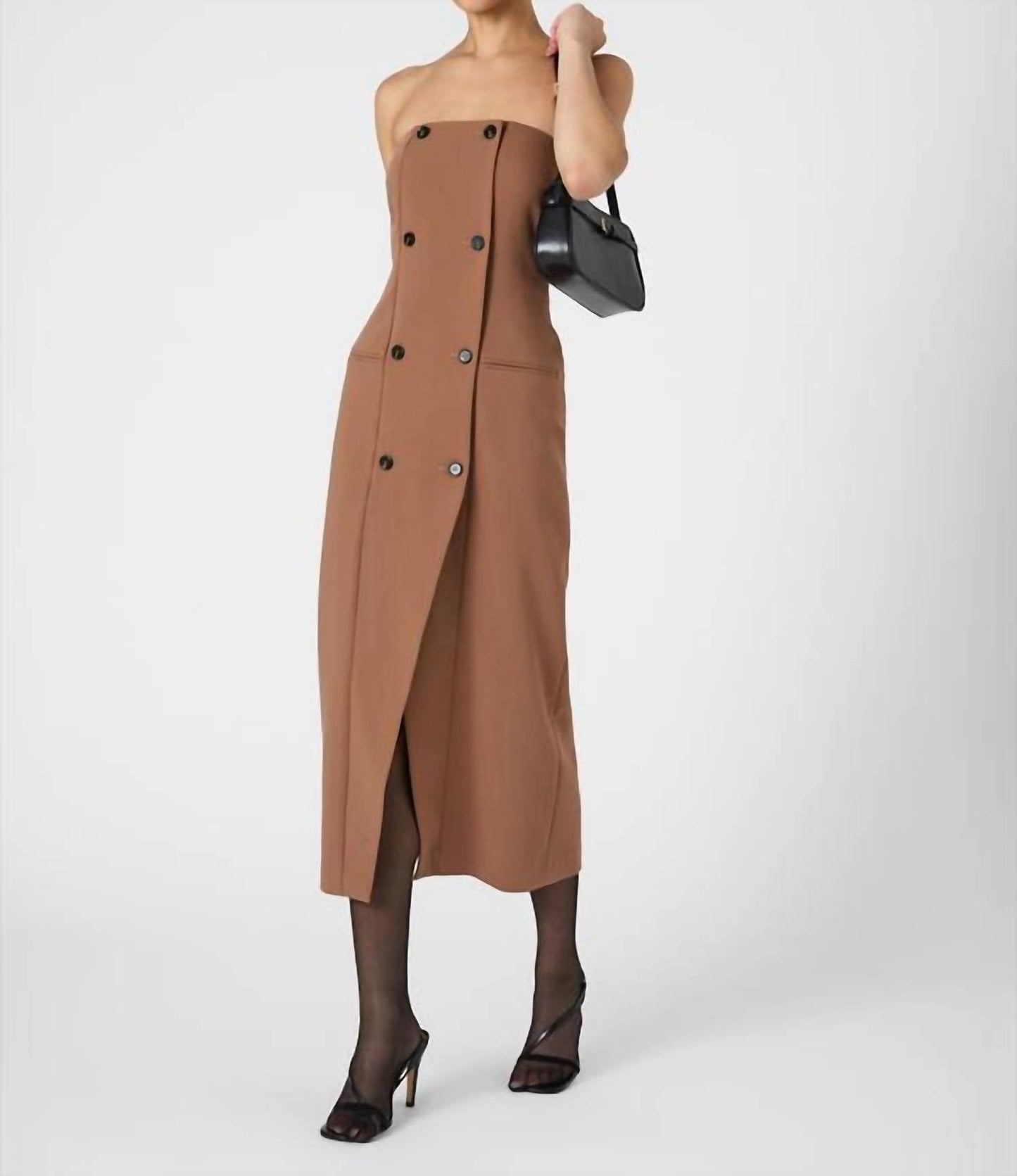 French Connection - AZRA TWILL STRAPLESS MIDI DRESS