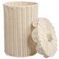 happimess HPM1408W Fern Modern Bohemian Resin 2.9-Gallon Cylinder Wicker Watebasket with Scalloped Lid, White