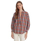 LAUREN Ralph Lauren Cotton-Blend Tie-Neck Blouse (Burgundy/Navy Multi) Women's Clothing