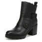 Naturalizer Womens Verneymoto Black Leather Water Resistant Moto Boots 9 Wide