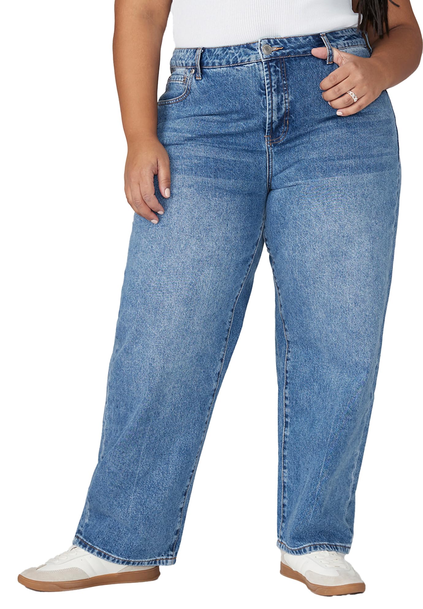 ELOQUII Women's Plus Size The Loose Fit Jean - 20, Medium Wash