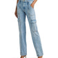Lauren Ralph Lauren Womens High Rise Straight Cargo Jeans Rodin Wash Size 16