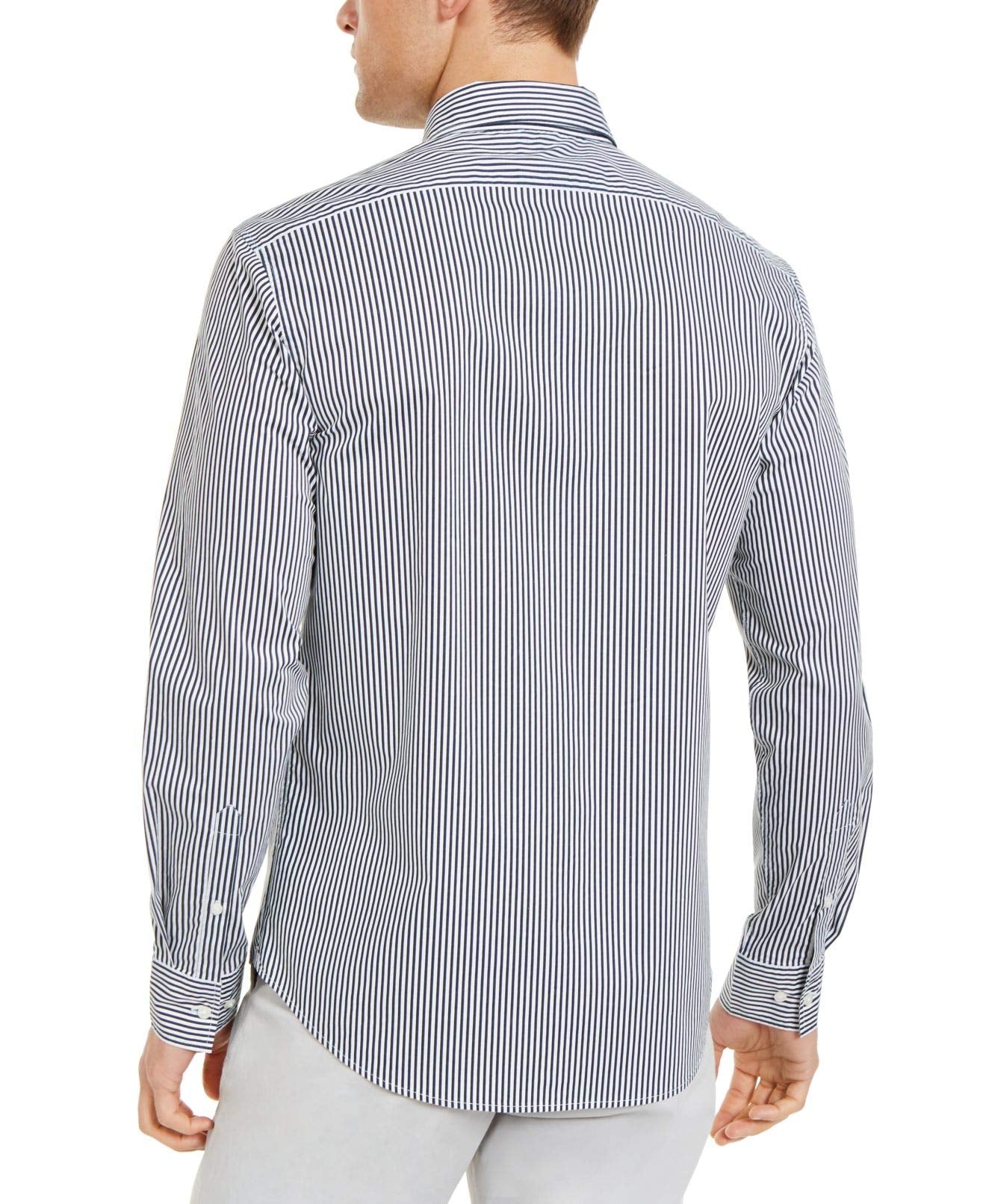 Michael Kors Men Casual Shirt Blue Size Medium M Striped Button Down