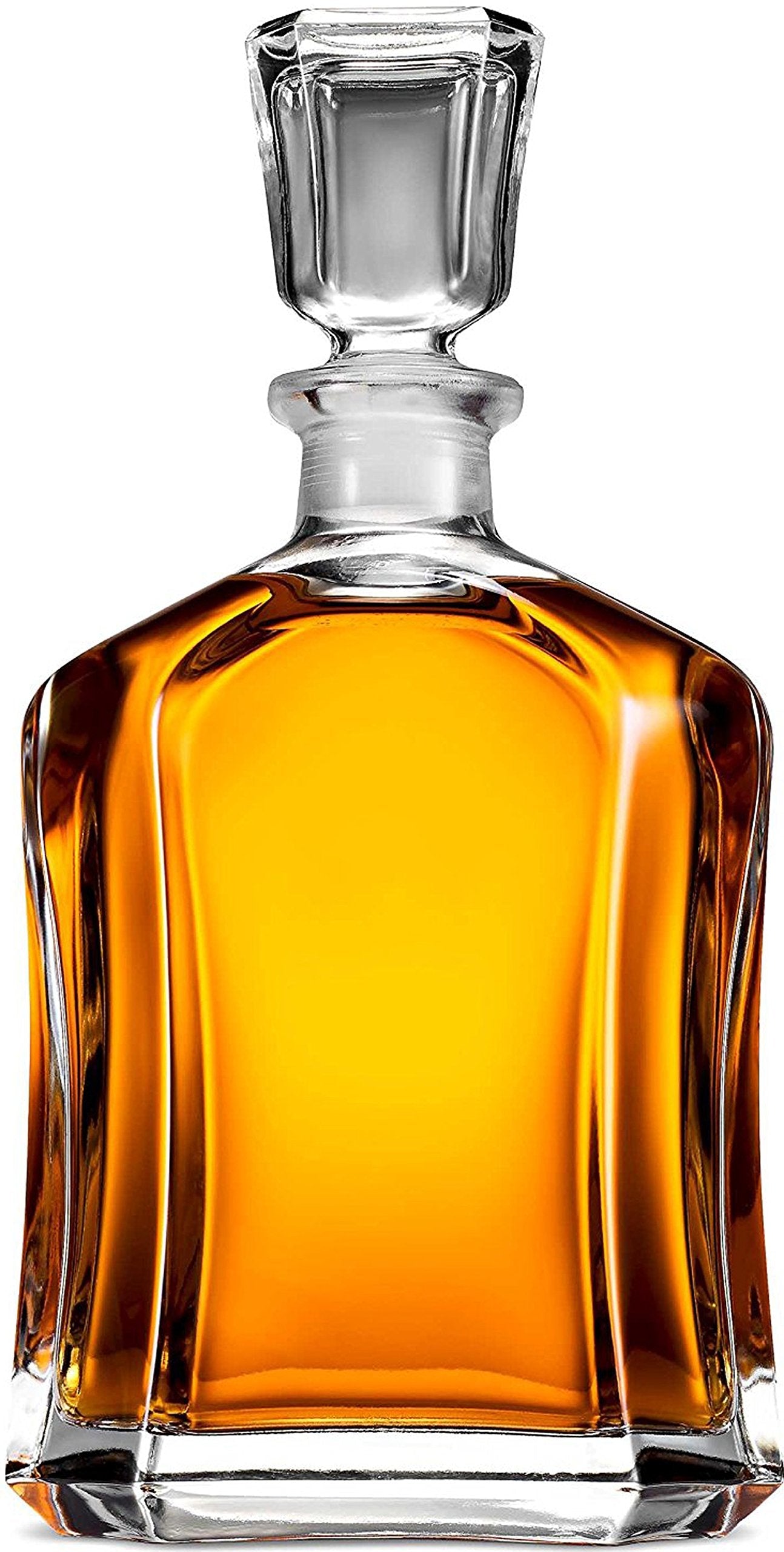 Glass Decanter with Airtight Geometric Stopper - 23.75 Oz