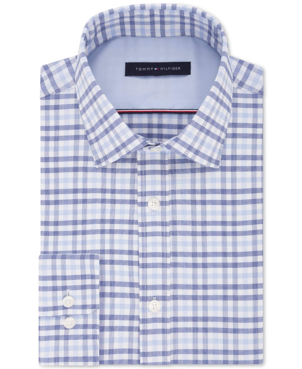 Tommy Hilfiger Mens Woven Plaid Button-Down Shirt Navy XL