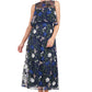 JS Collections Women's Amira Popover Tea Length Dress, Navy Multi